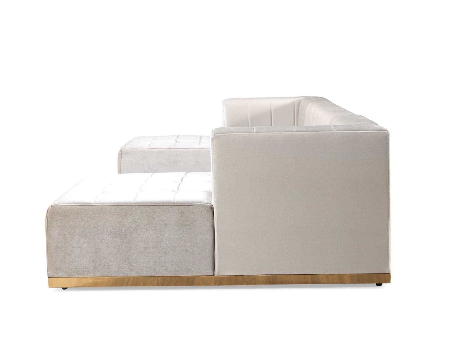 Elisha Ivory Velvet Double Chaise Sectional - Ornate Home