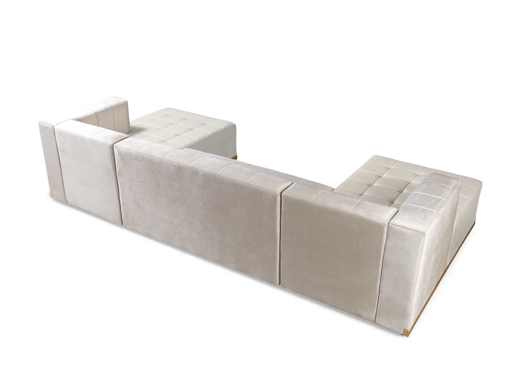 Elisha Ivory Velvet Double Chaise Sectional - Ornate Home