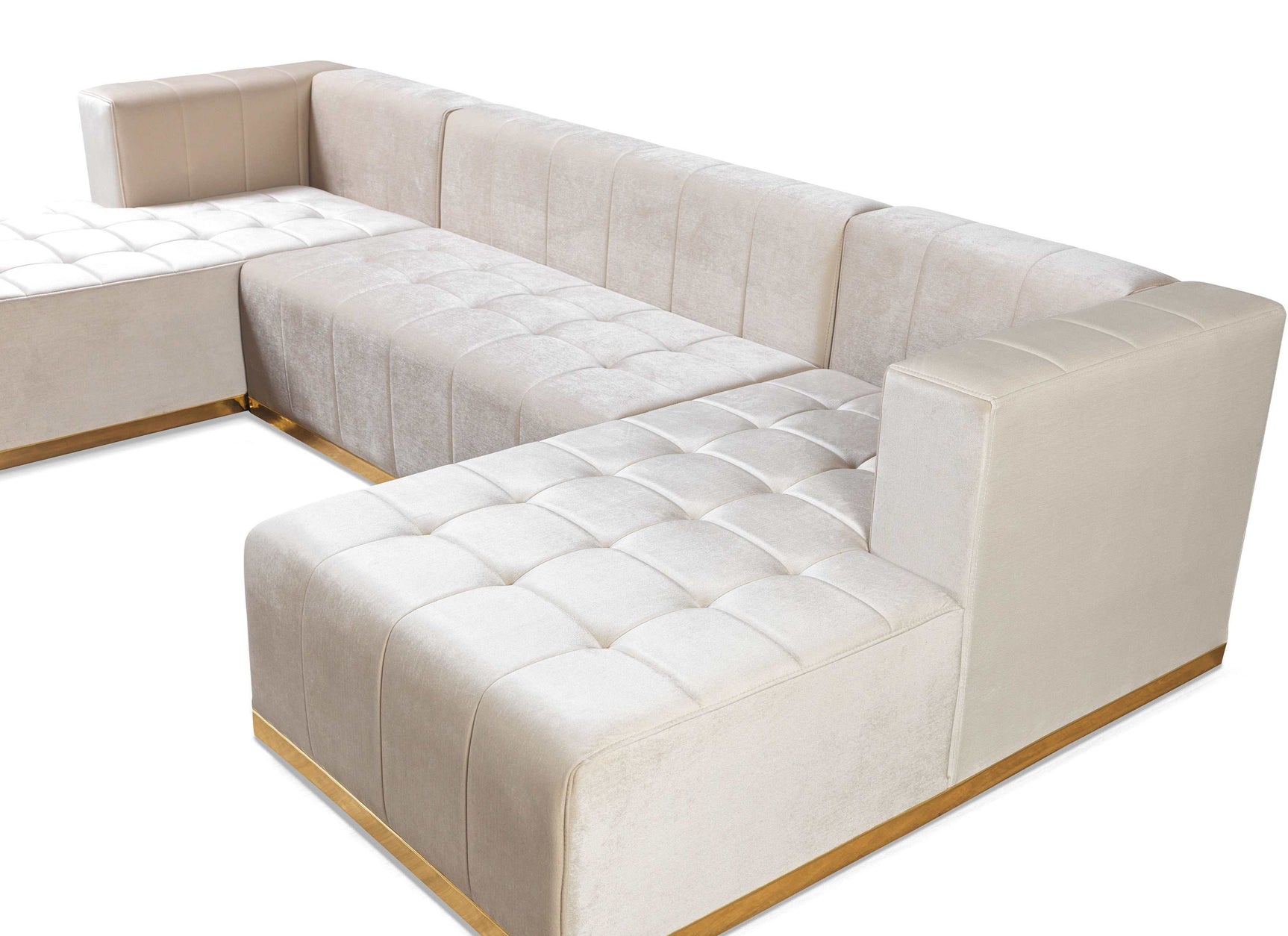Elisha Ivory Velvet Double Chaise Sectional - Ornate Home