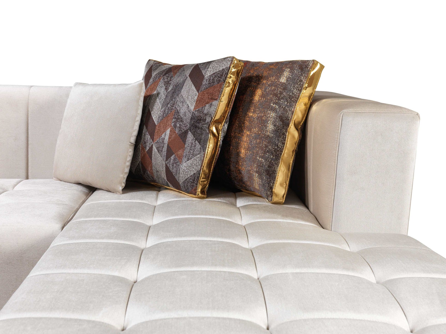 Elisha Ivory Velvet Double Chaise Sectional - Ornate Home