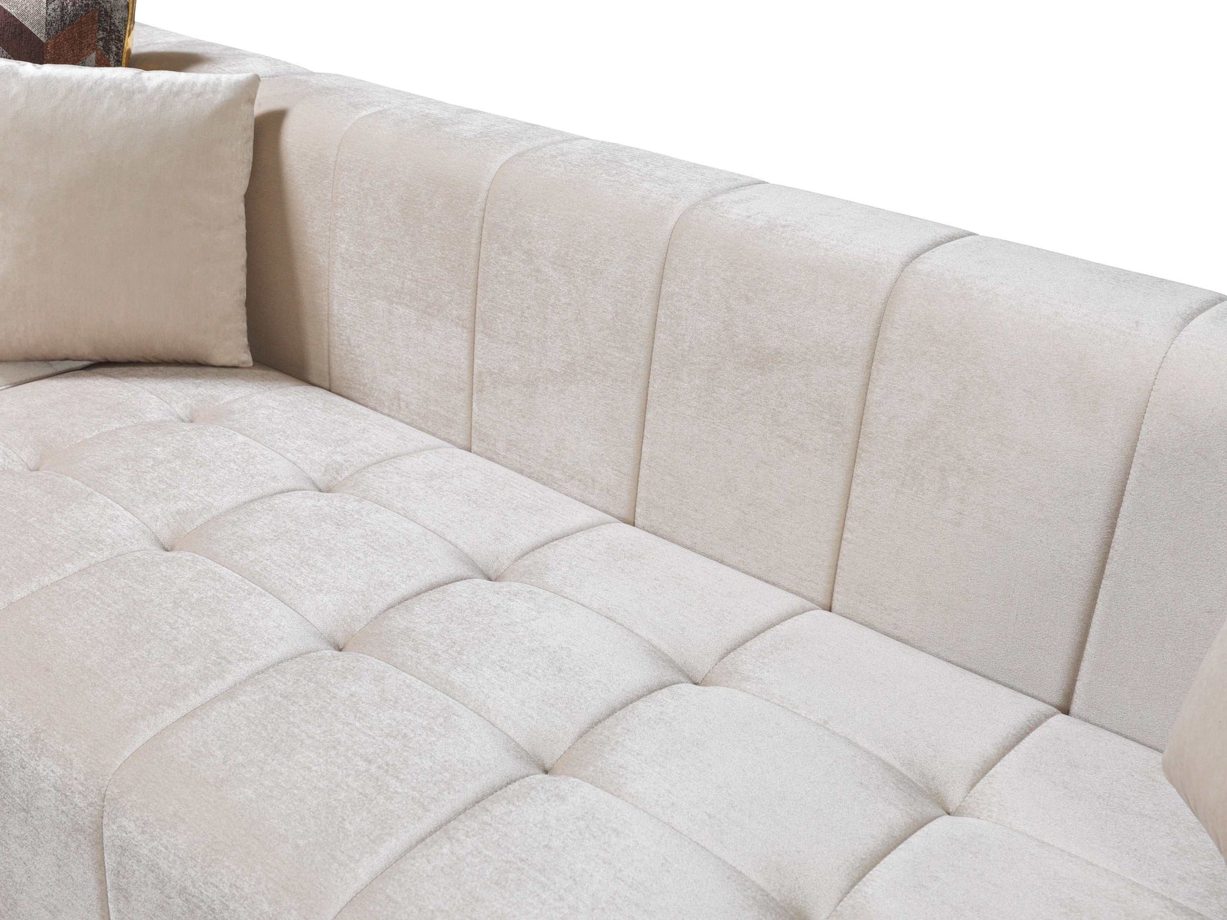Elisha Ivory Velvet Double Chaise Sectional - Ornate Home