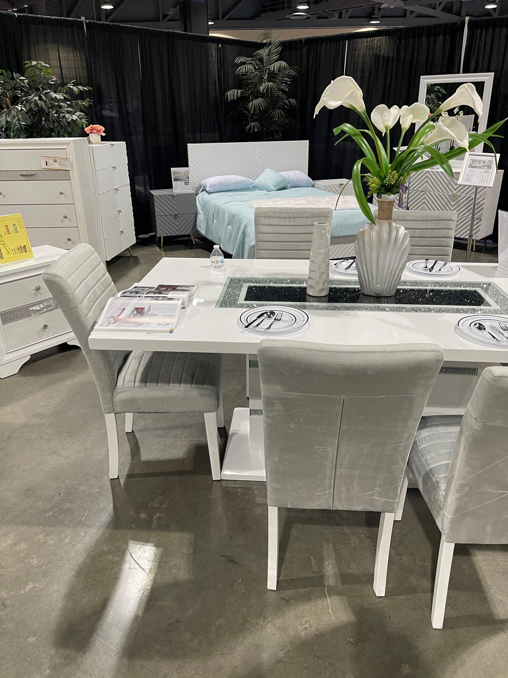 Elizaveta White High Gloss Dining Table - Ornate Home