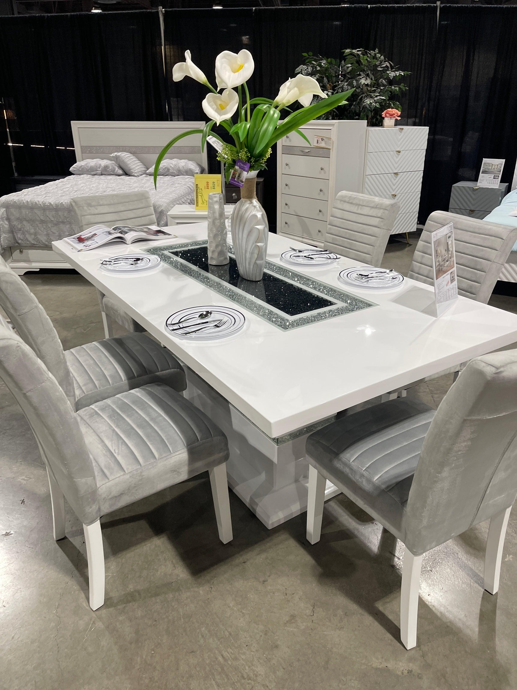 Elizaveta White High Gloss Dining Table - Ornate Home