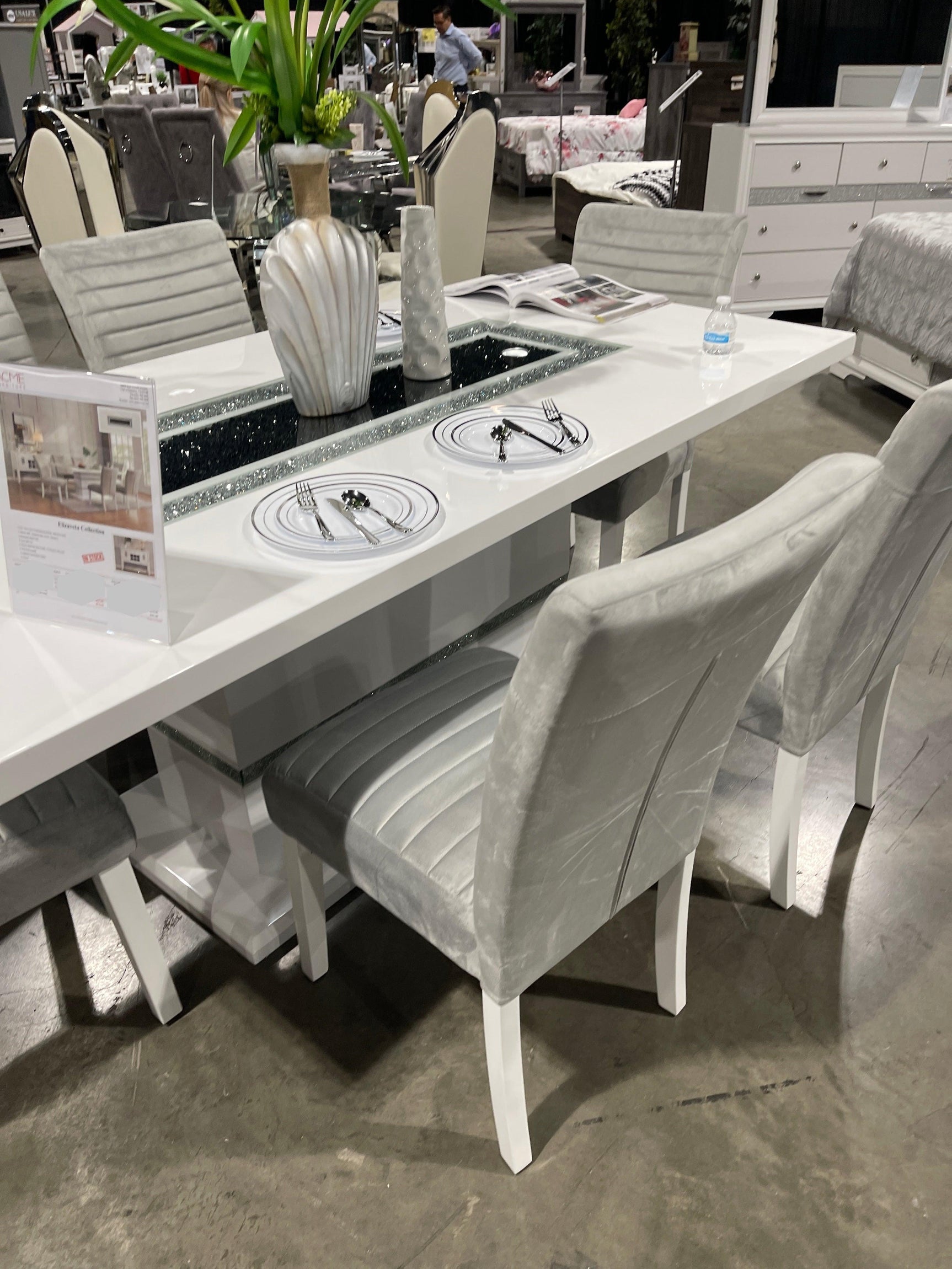 Elizaveta White High Gloss Dining Table - Ornate Home