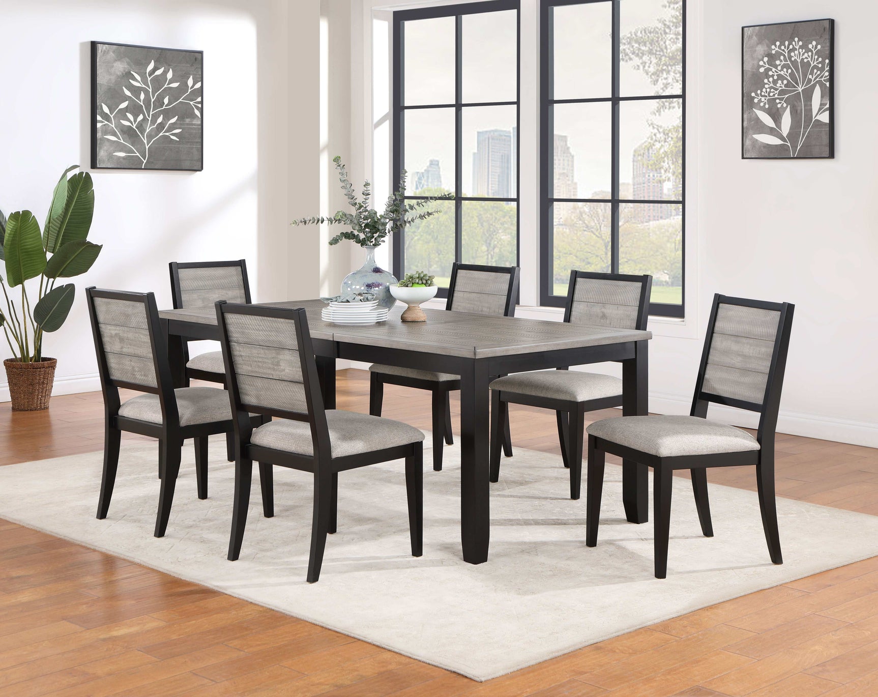 Elodie Grey / Black Dining Table - Ornate Home