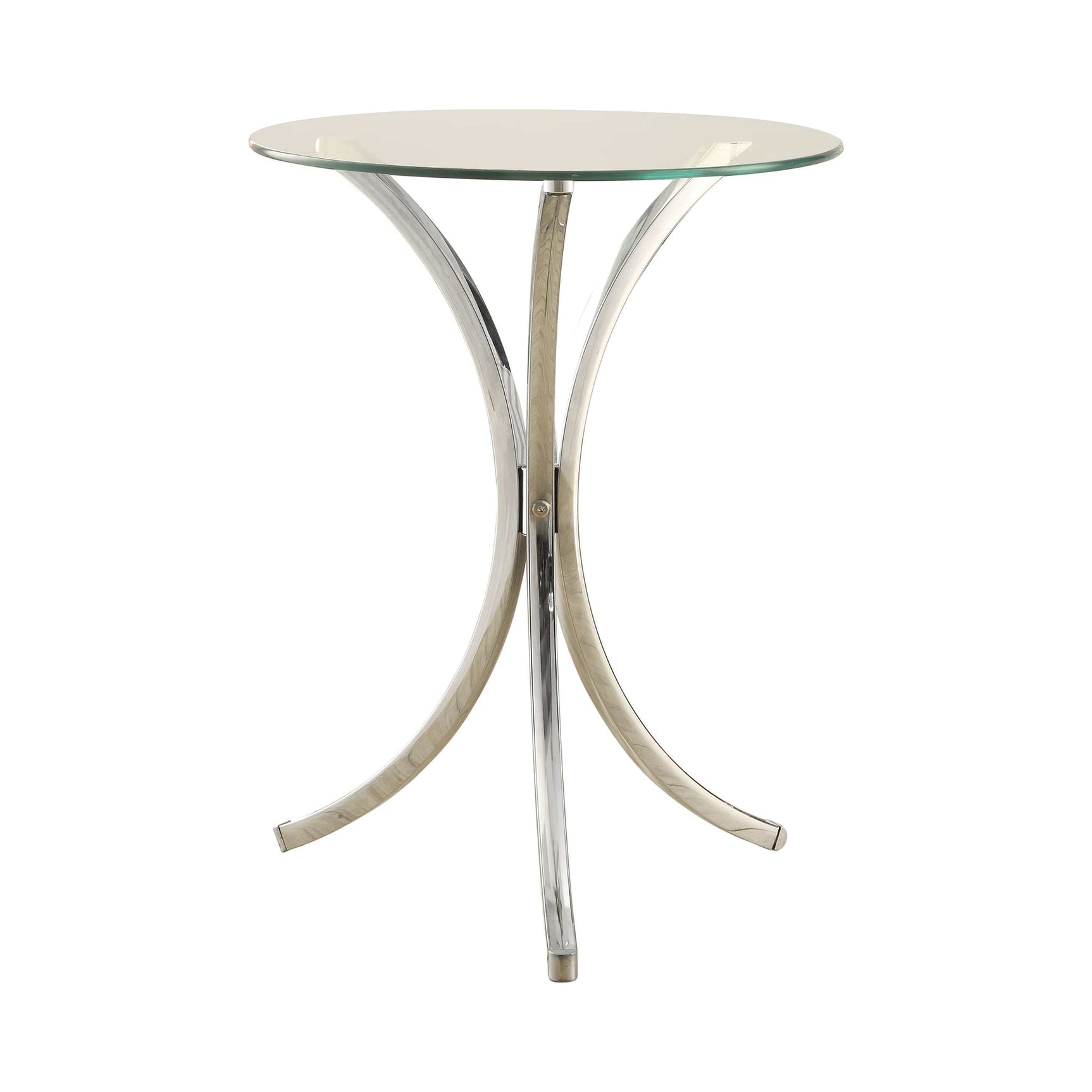 Eloise Chrome Round Accent Table w/ Curved Legs - Ornate Home