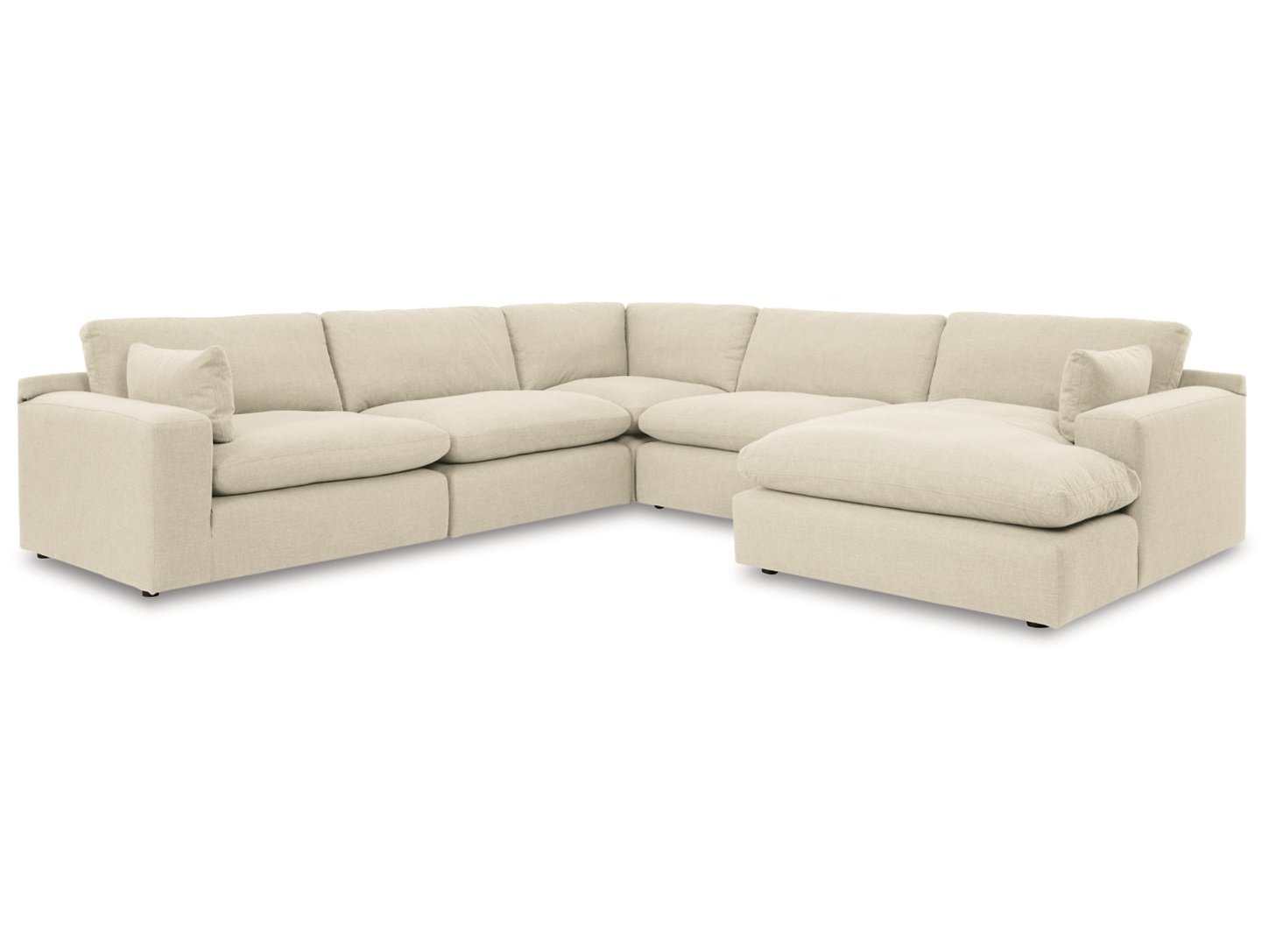 Elyza Linen 5pc Sectional Sofa w/ RAF Corner Chaise - Ornate Home