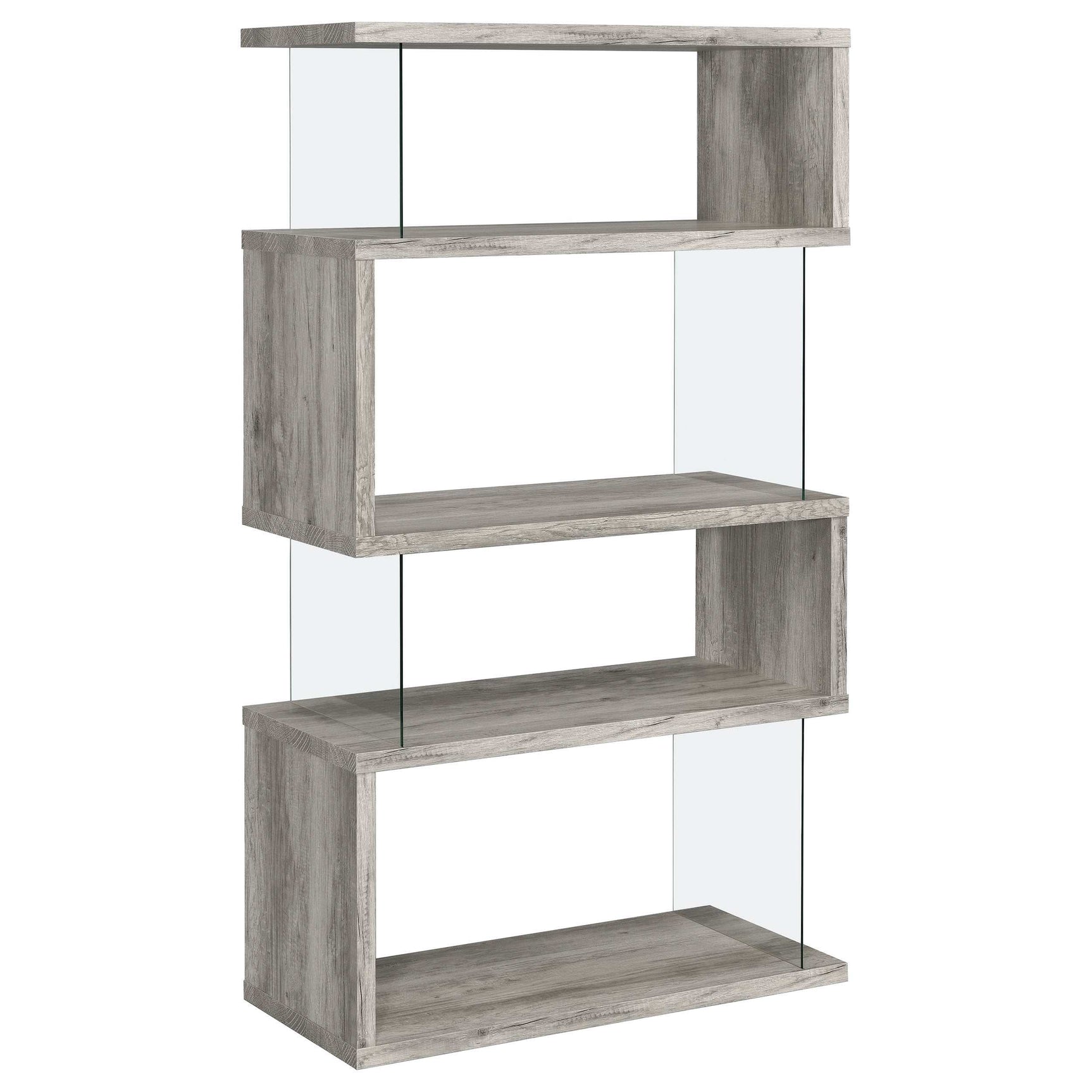 Emelle Grey Driftwood / Clear Bookcase - Ornate Home