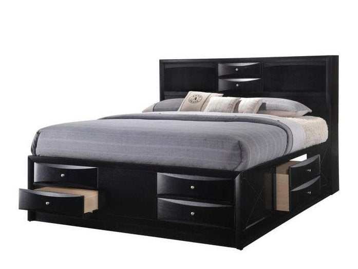 Emily Black King Storage Platform Bed - Ornate Home
