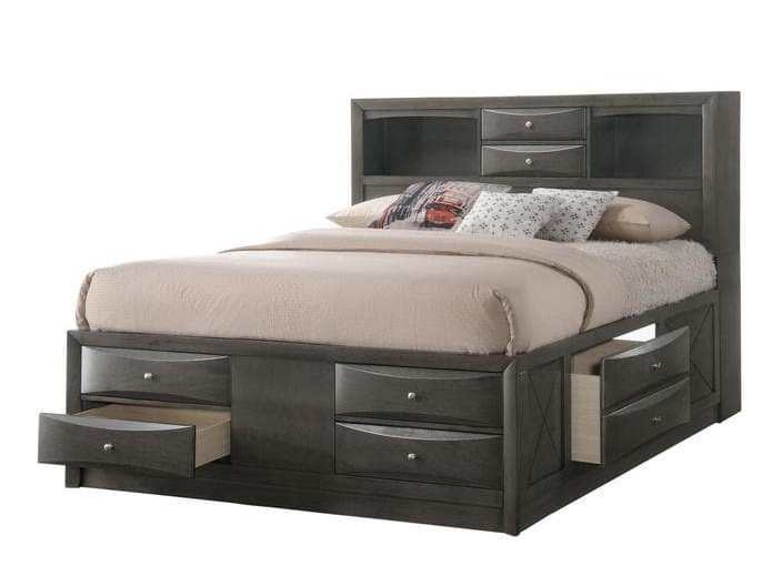 Emily Gray King Storage Platform Bed - Ornate Home