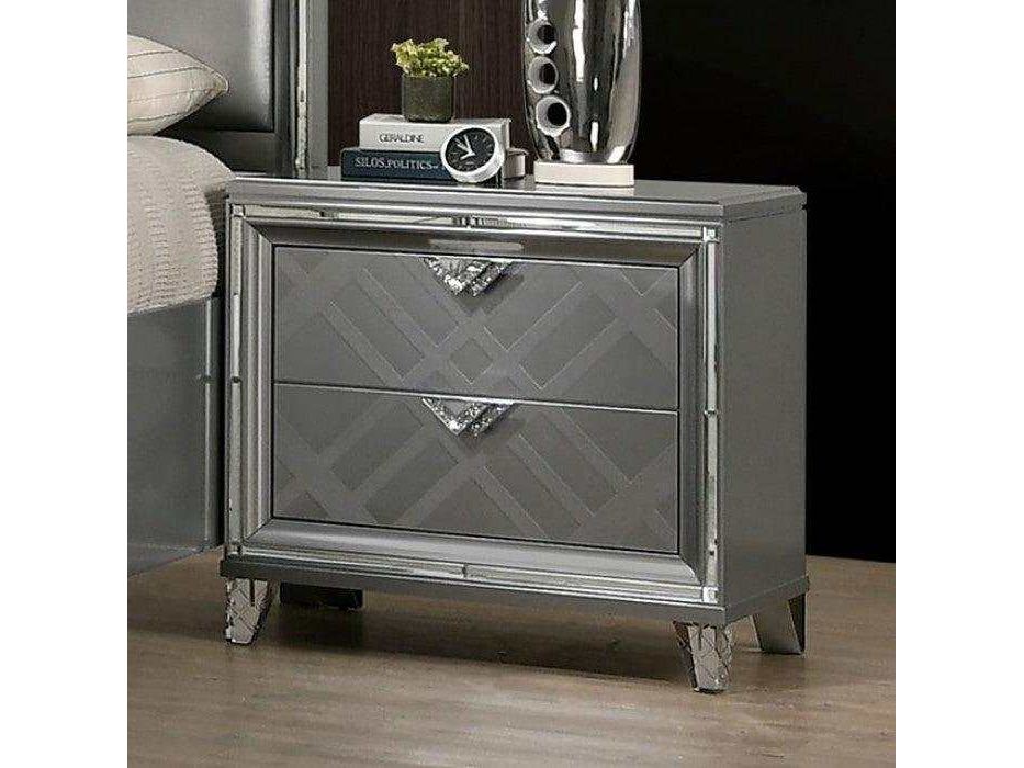 Emmeline Silver Nightstand w/ USB Charge - Ornate Home