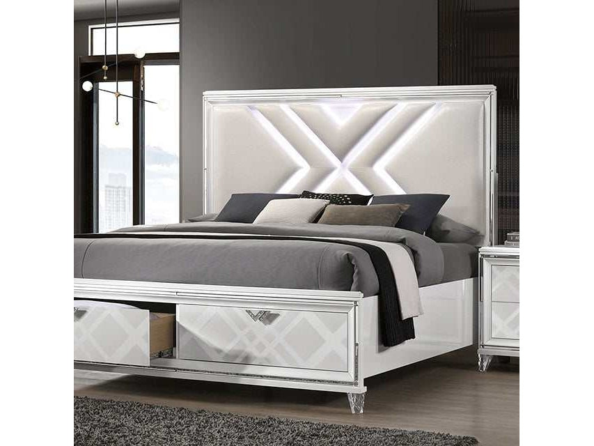Emmeline White Queen Bed - Ornate Home