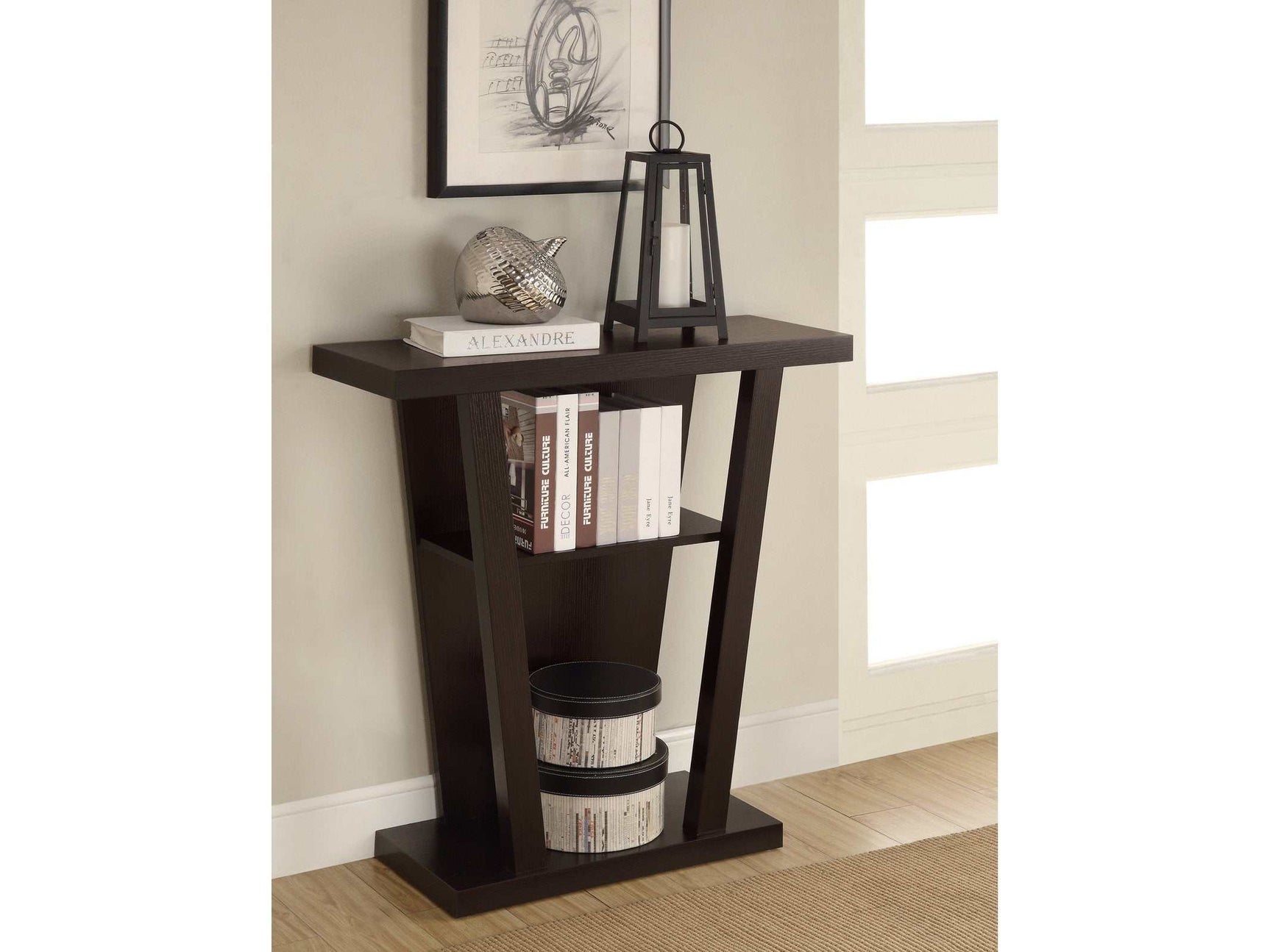 Enid Cappuccino Accent Console Table - Ornate Home