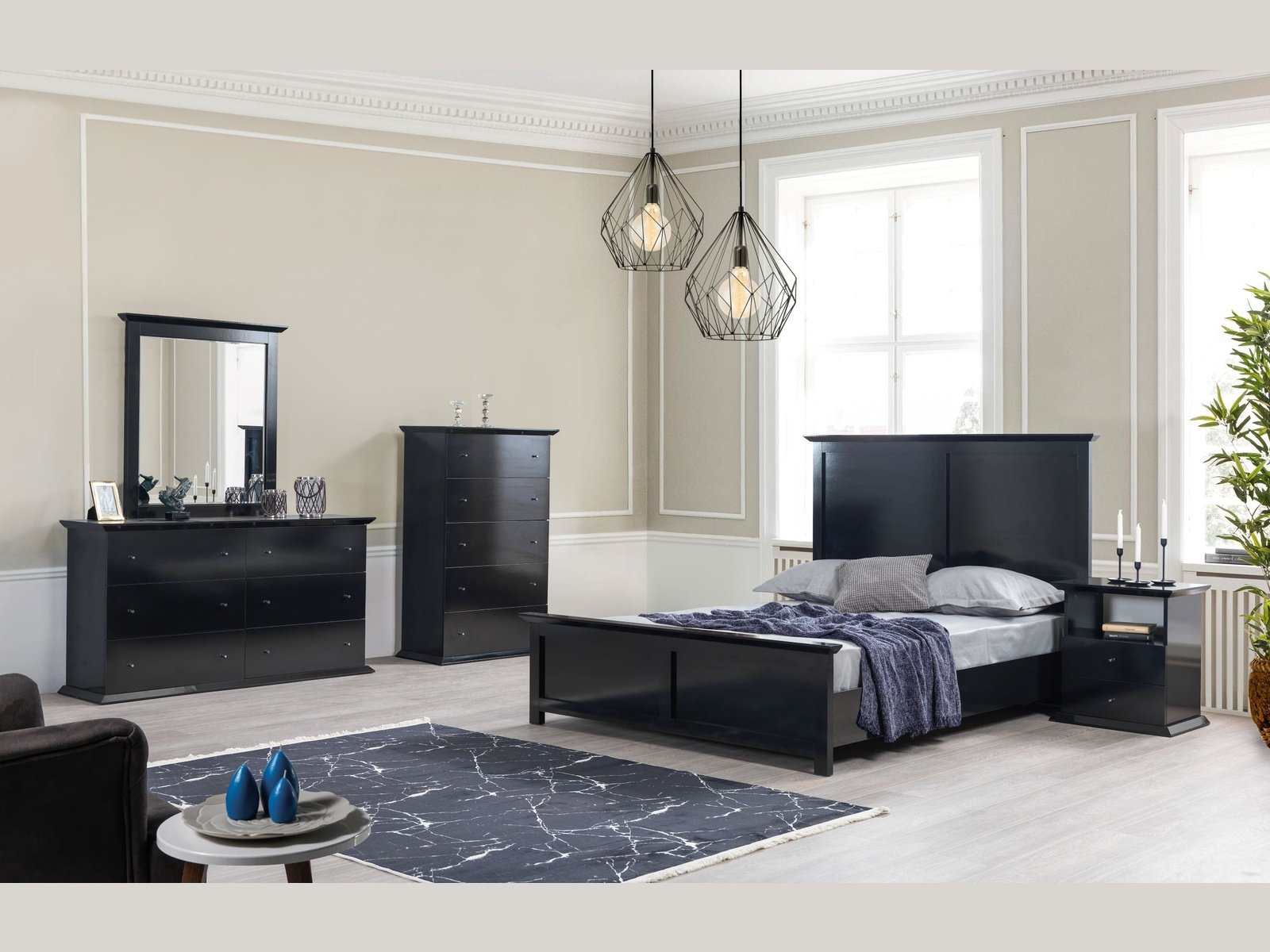 Erika Black 4-Piece Queen Bedroom Set - Ornate Home
