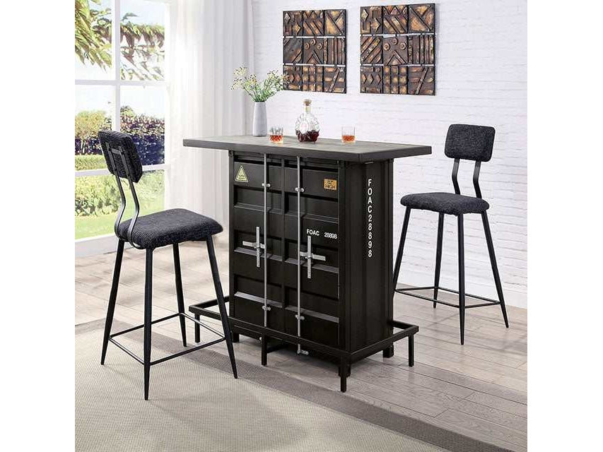 Esdargo Black/Distressed Dark Oak Bar Height Table w/ LED Light - Ornate Home