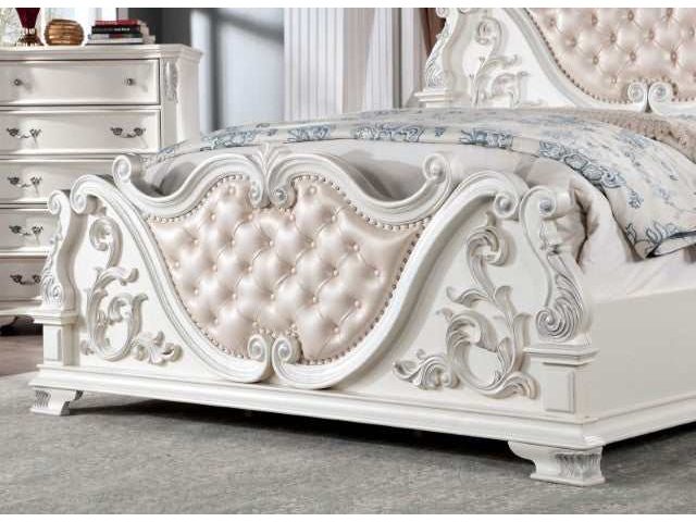 Esparanza Pearl White Queen Bed - Ornate Home