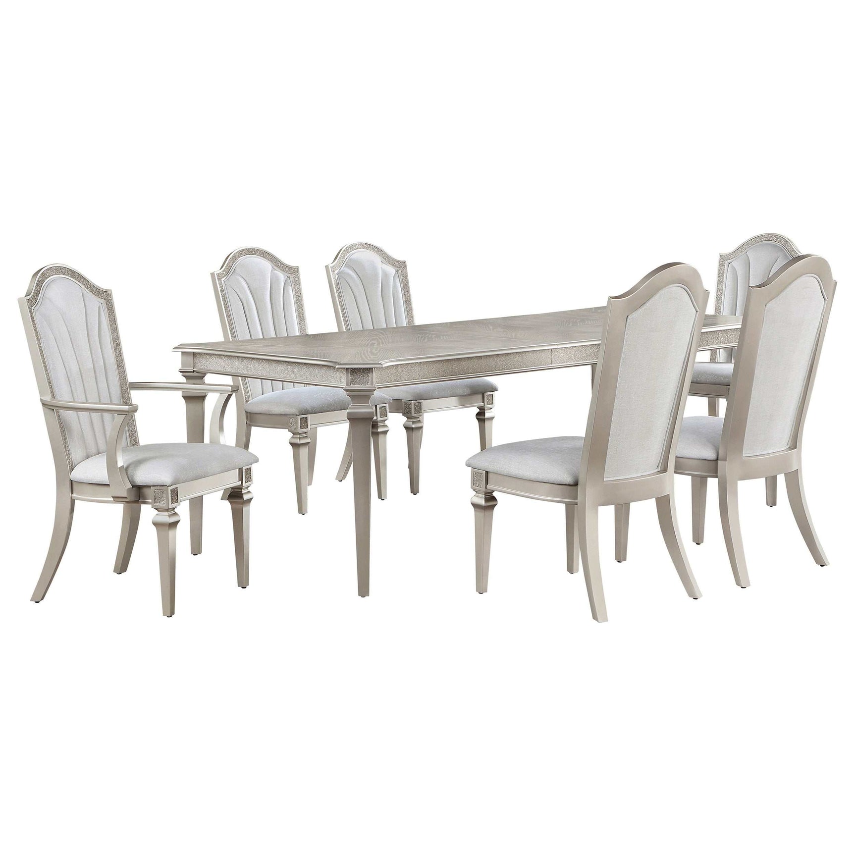Evangeline Silver Oak/ Ivory 7 Pc Dining Set - Ornate Home