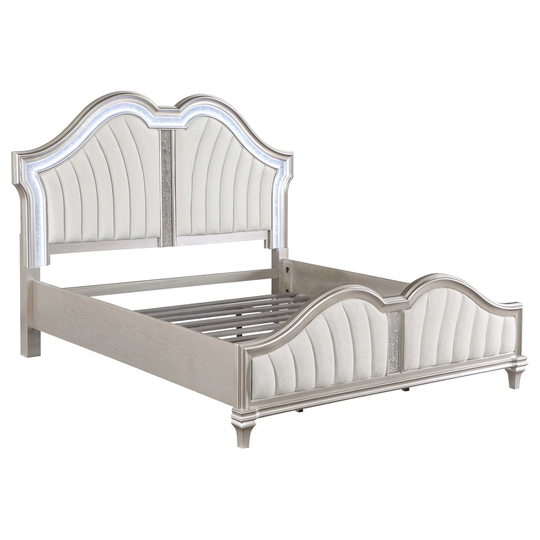 Evangeline Silver Oak / Ivory California King Bed 4 Pc Set - Ornate Home