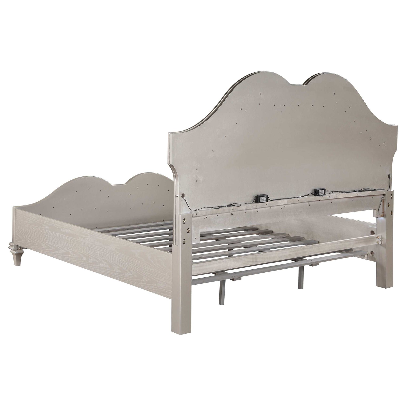 Evangeline Silver Oak / Ivory California King Bed 4 Pc Set - Ornate Home