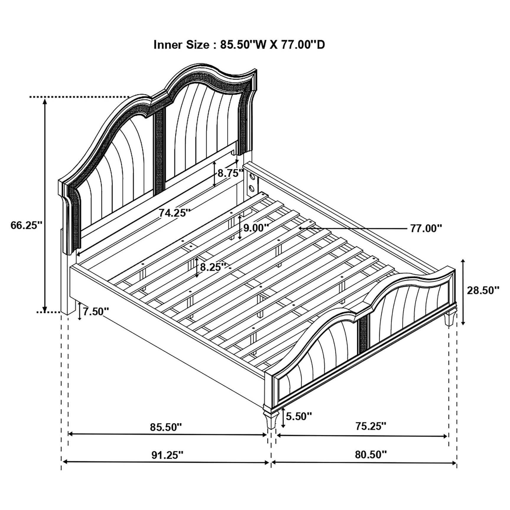 Evangeline Silver Oak / Ivory California King Bed 4 Pc Set - Ornate Home