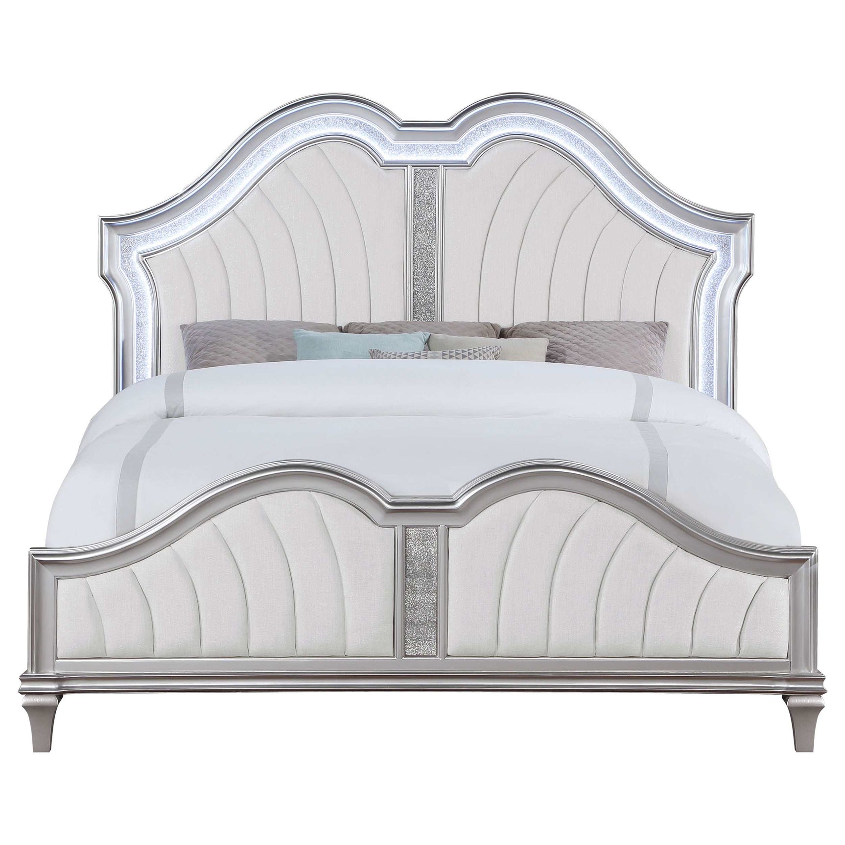 Evangeline Silver Oak / Ivory Queen Bed - Ornate Home