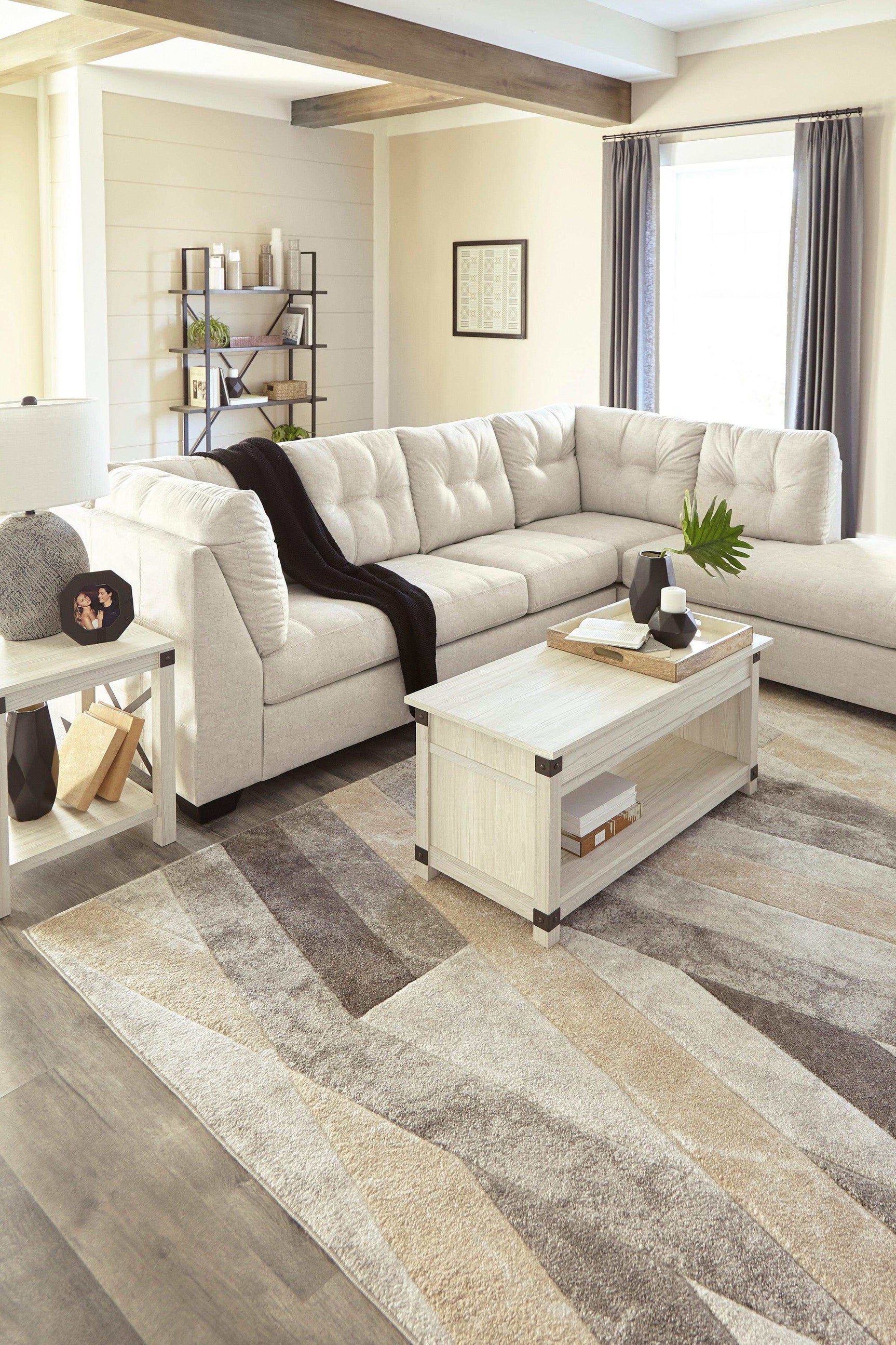 Falkirk Parchment 2pc RAF Chaise Sectional - Ornate Home