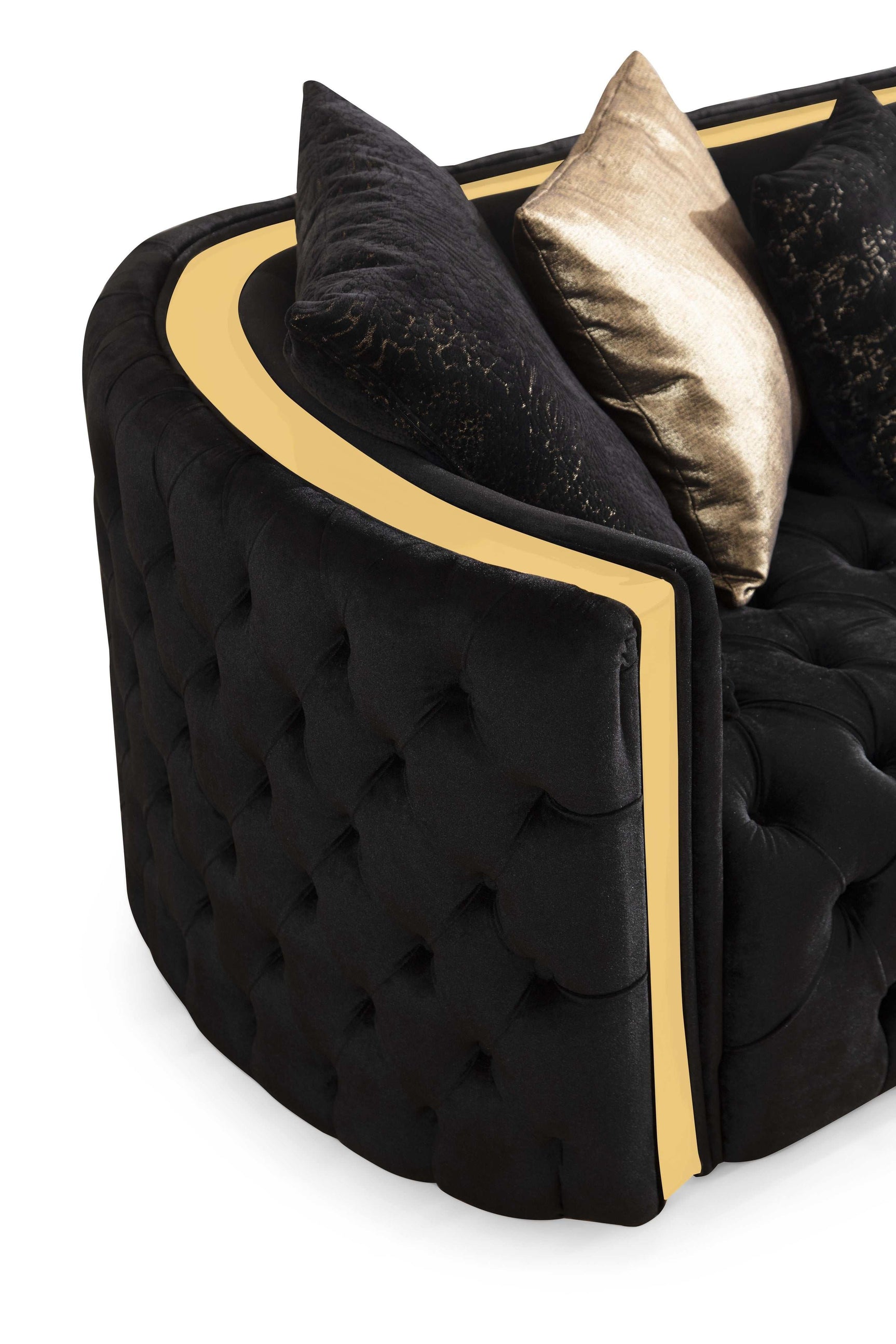 Fanci Black Velvet Living Room Set / 2pc - Ornate Home