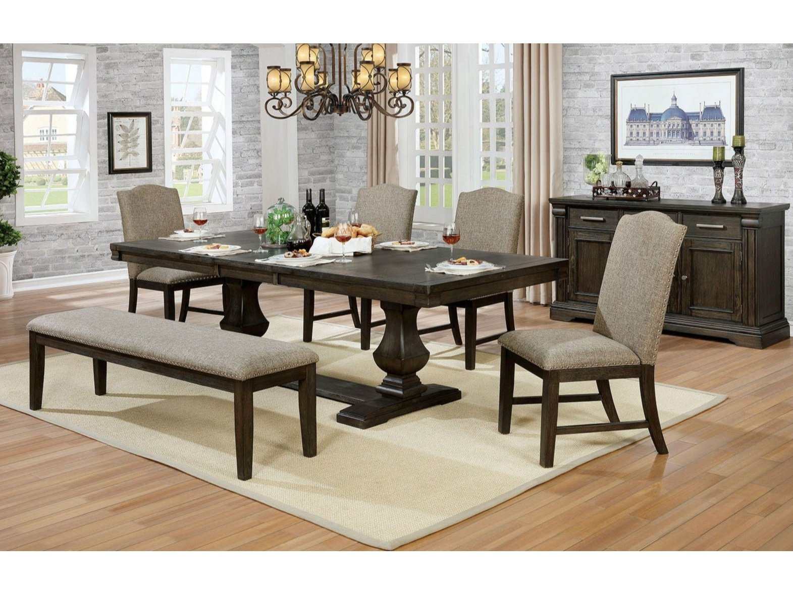 Faulk Espresso & Warm Gray 6pc Dining Room Set - Ornate Home