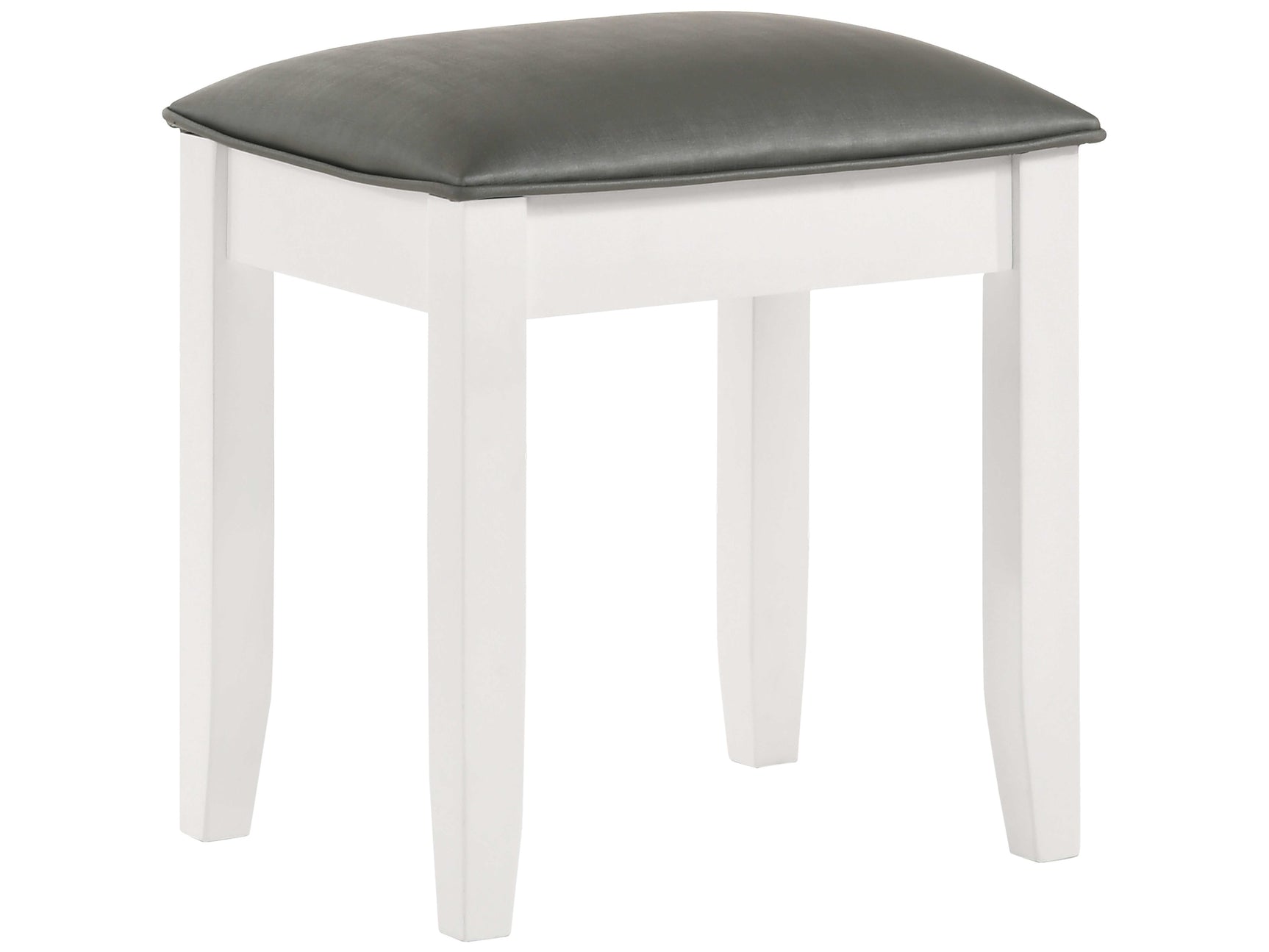 Felicity Glossy White / Metallic Vanity Stool - Ornate Home