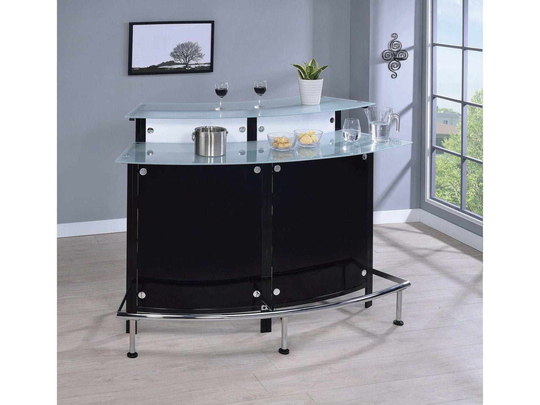 Felix Chrome & Black Bar Unit - Ornate Home