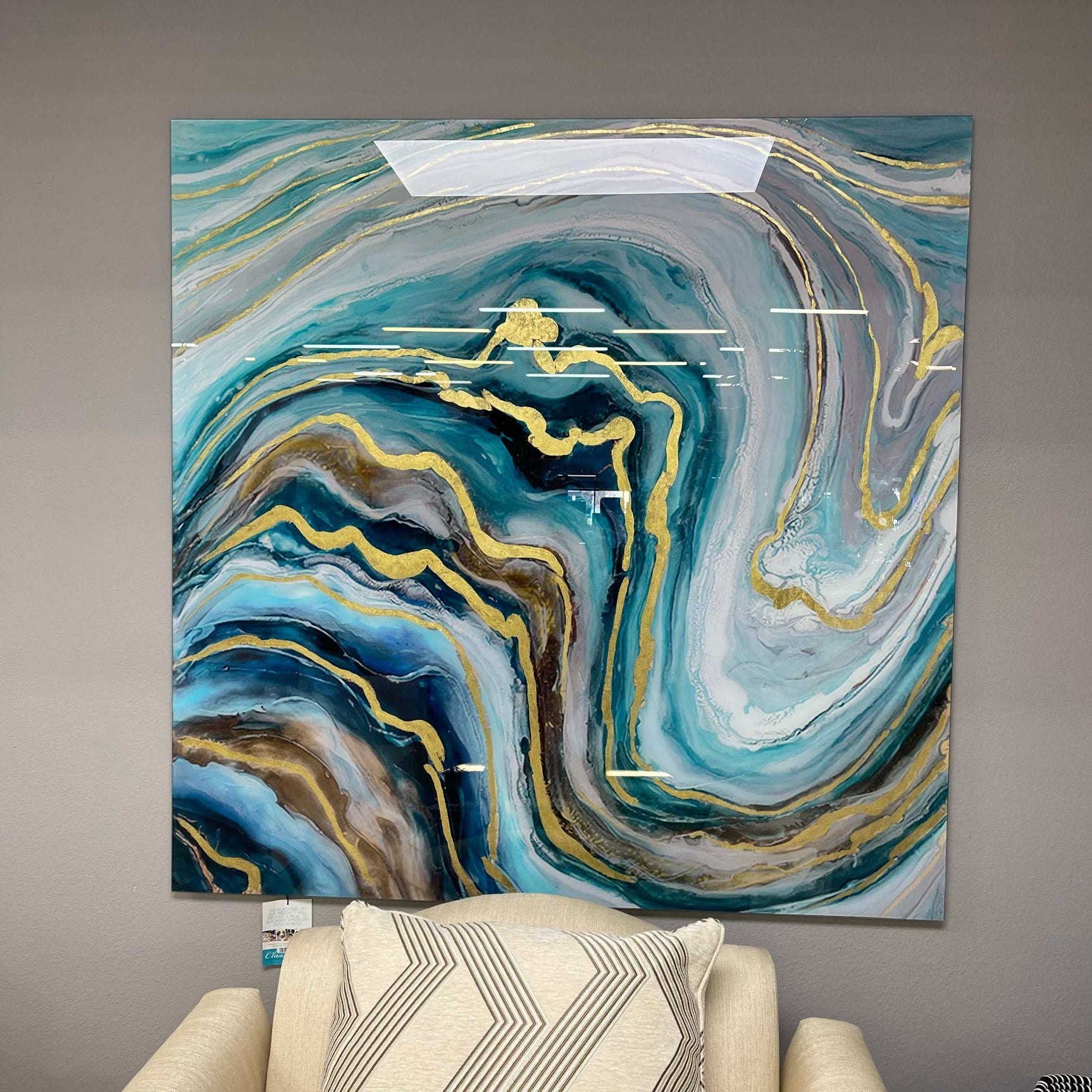 Floating Tempered Glass w / Foil Wall Art - Ornate Home