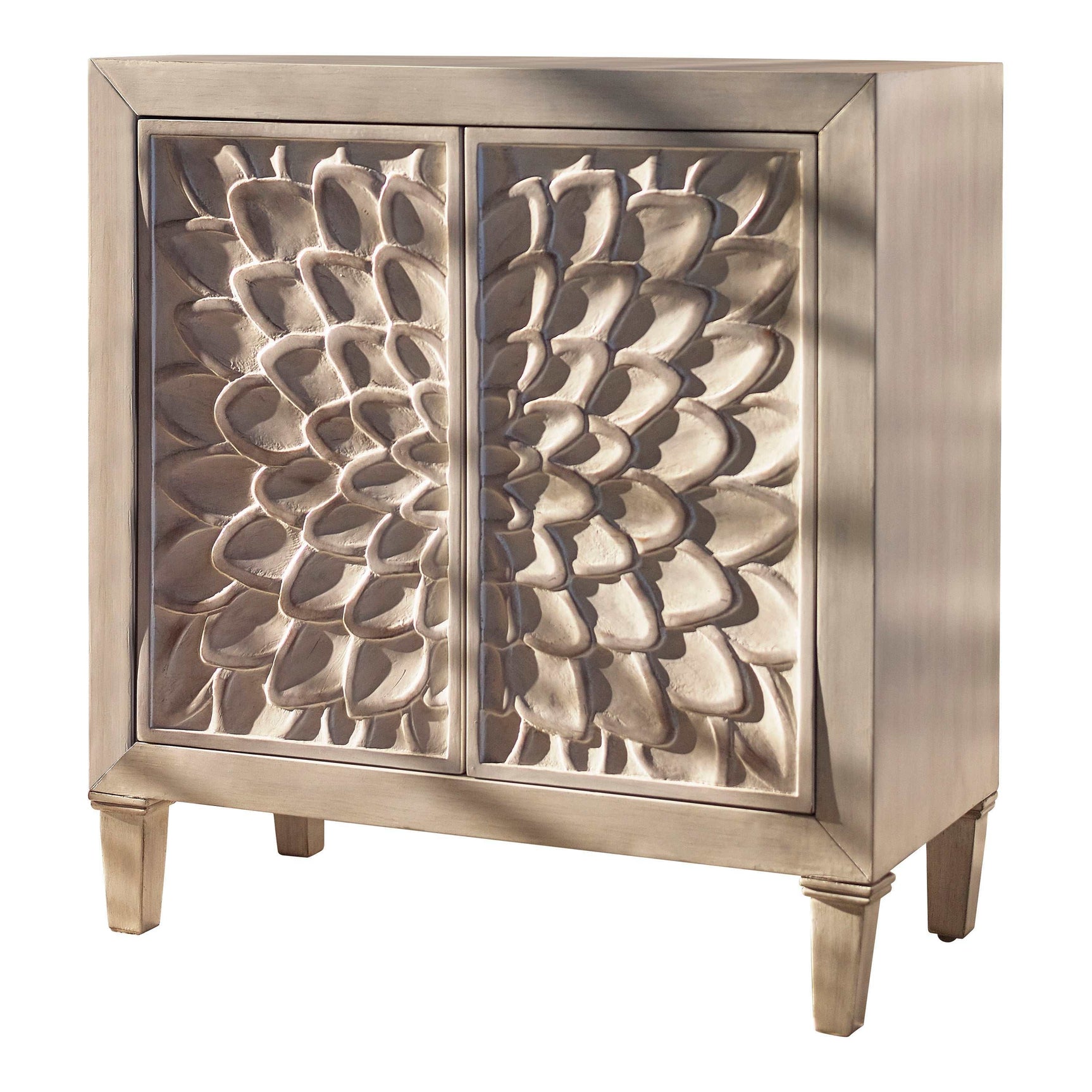 Floral White Accent Cabinet - Ornate Home