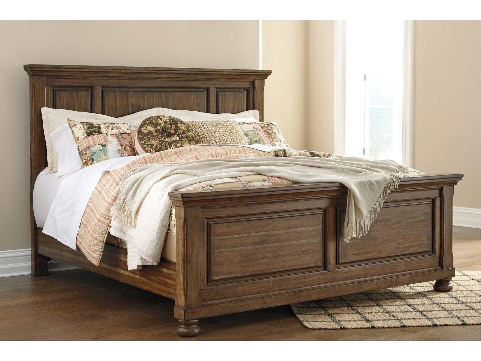 Flynnter Medium Brown Queen Panel Bed - Ornate Home