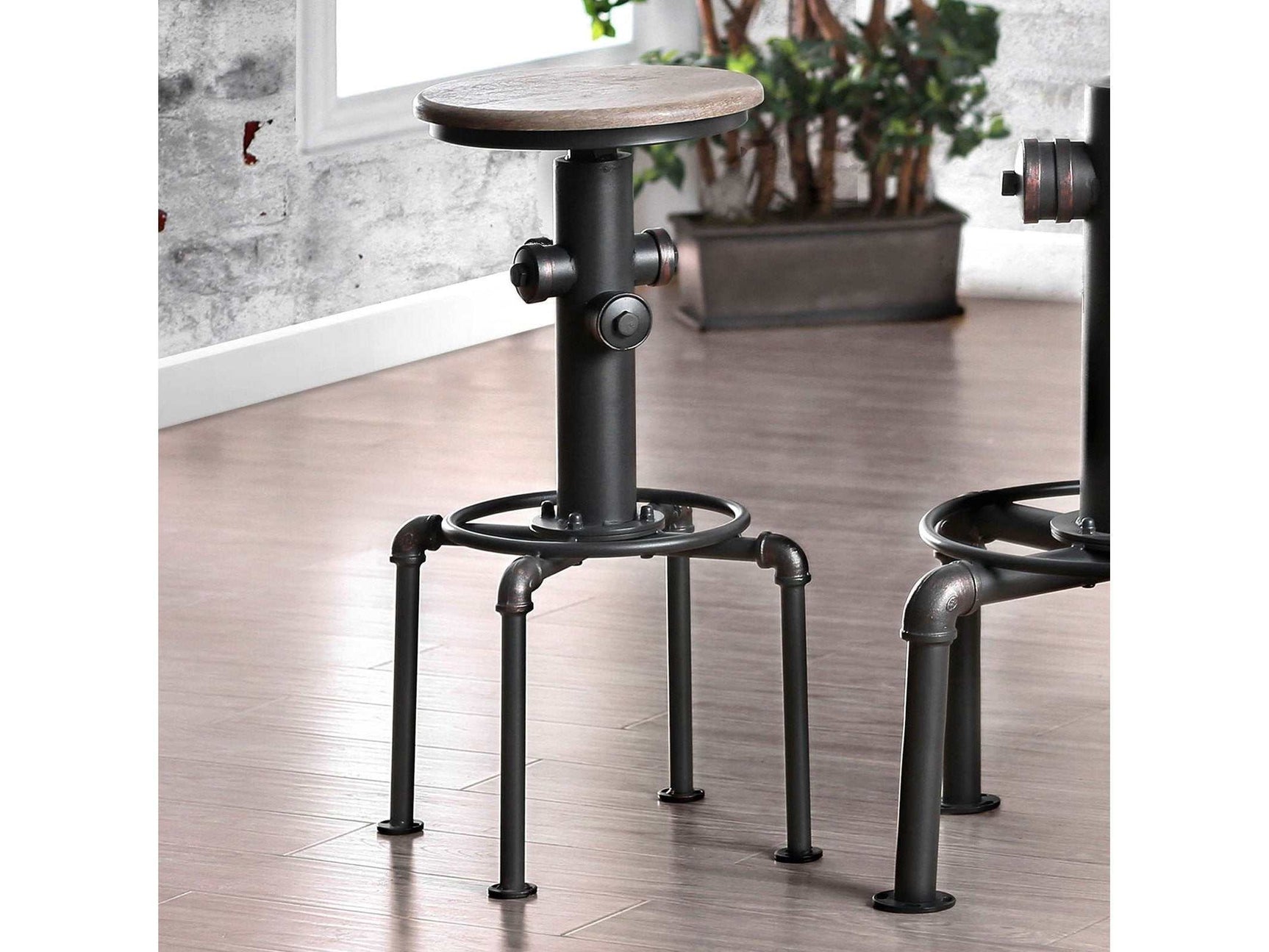 Foskey Antique Black & Natural Tone Bar Stools (Set of 2) - Ornate Home
