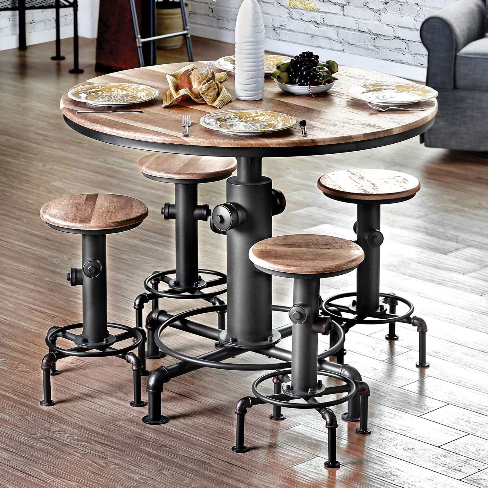 Foskey Antique Black & Natural Tone Counter Ht. Table - Ornate Home