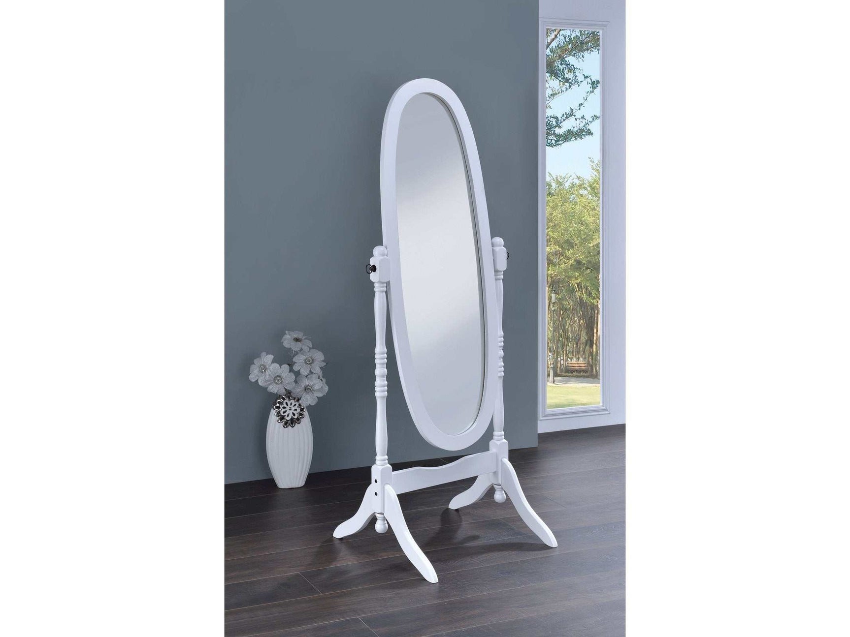 Foyet White Cheval Mirror - Ornate Home