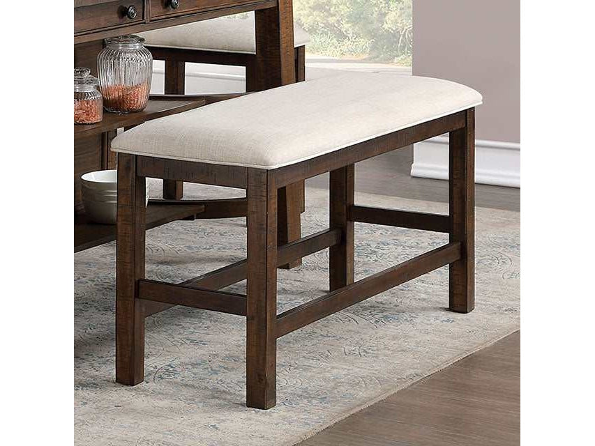 Fredonia Rustic Oak/Beige Counter Height Bench - Ornate Home