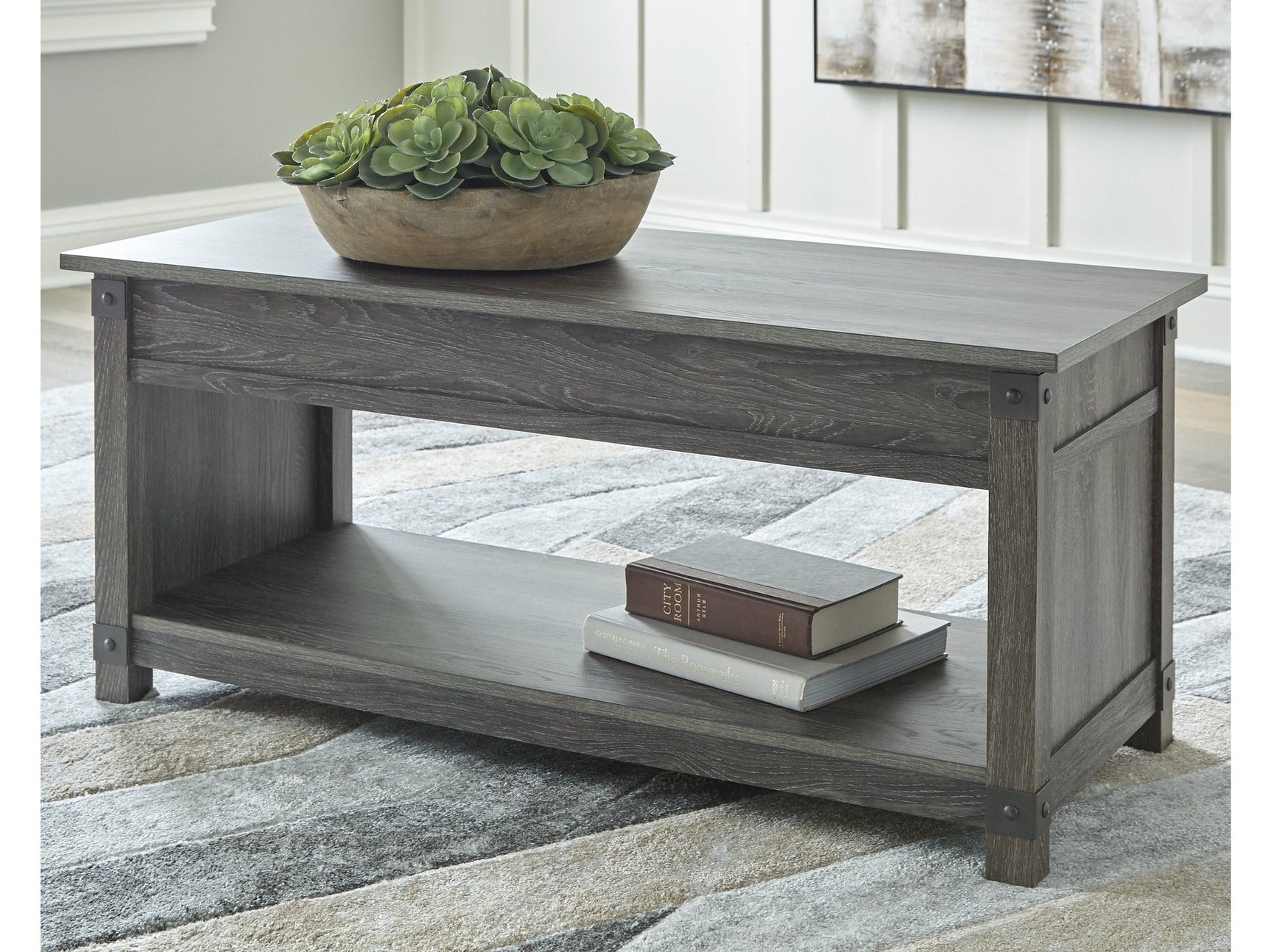 Freedan Grayish Brown Lift Top Coffee Table - Ornate Home