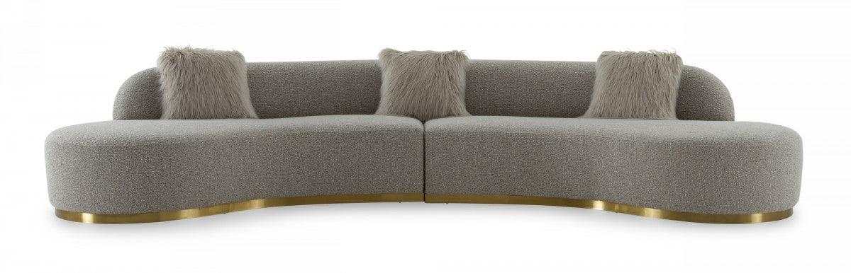 Frontier Glam Grey Fabric Symmetrical Curved Sectional Sofa - Ornate Home