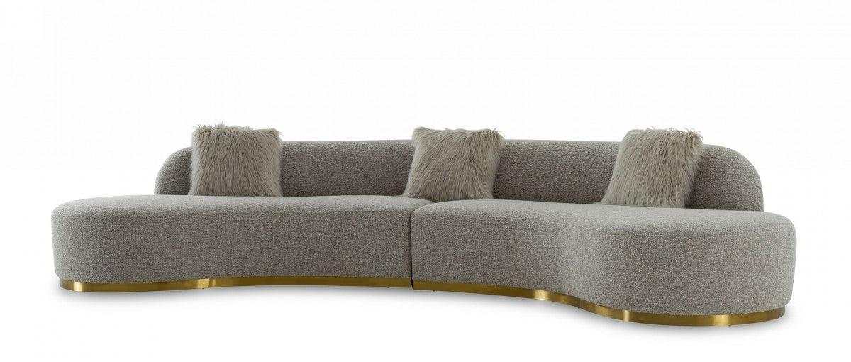 Frontier Glam Grey Fabric Symmetrical Curved Sectional Sofa - Ornate Home