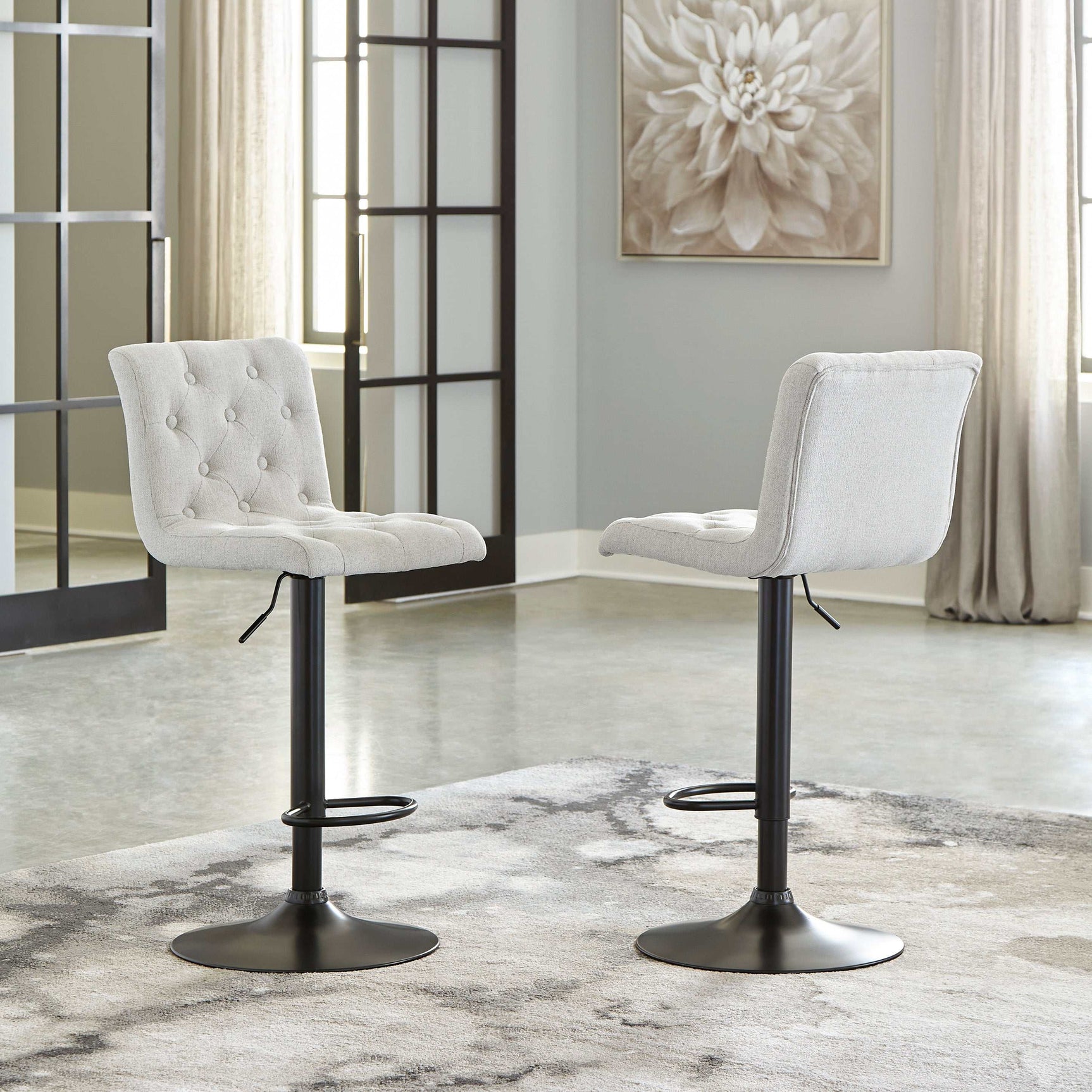 Gaddison Light Beige & Black Bar Height Bar Stool (Set of 2) - Ornate Home