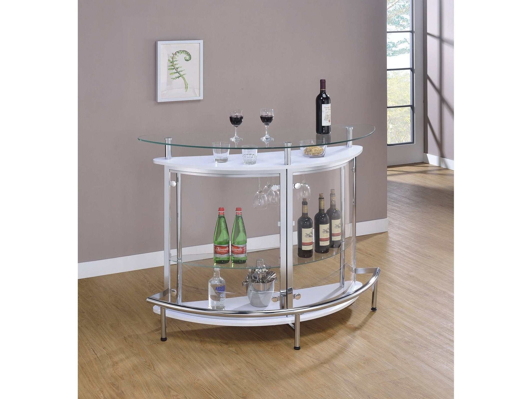 Gaia White & Chrome Bar Unit - Ornate Home