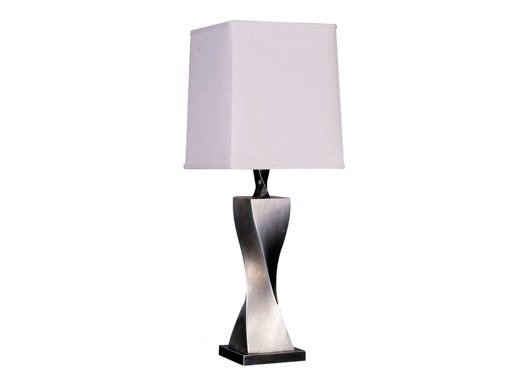 Gail White & Antique Silver Square Shade Table Lamps (Set Of 2) - Ornate Home