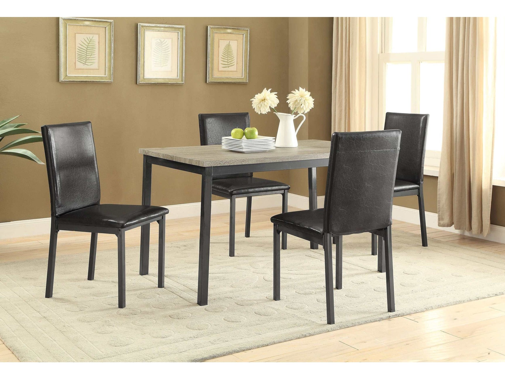 Garza Grey / Black Dining Room Set / 5pc - Ornate Home