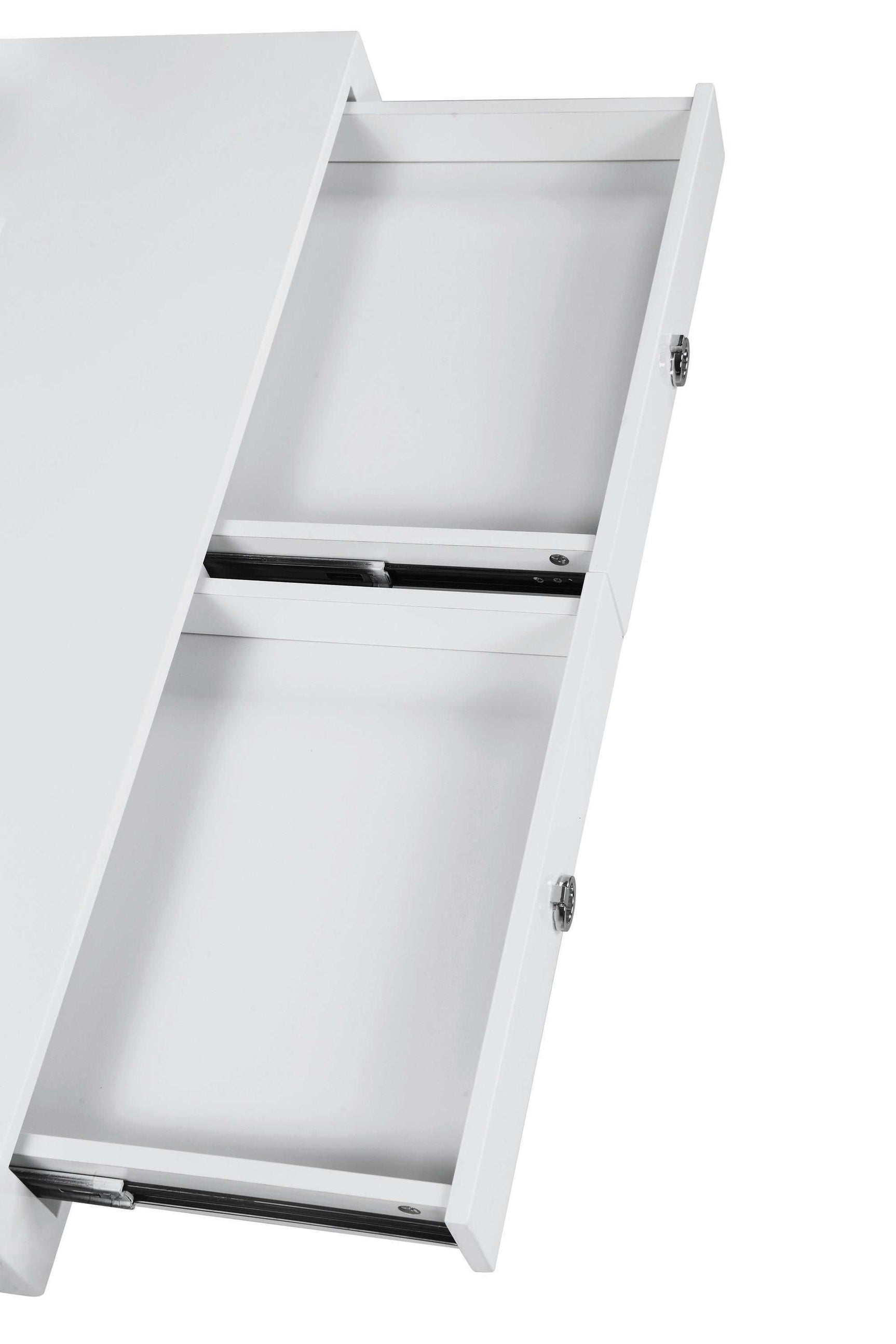 Gemma Glossy White & Chrome 2 Drawer Writing Desk - Ornate Home