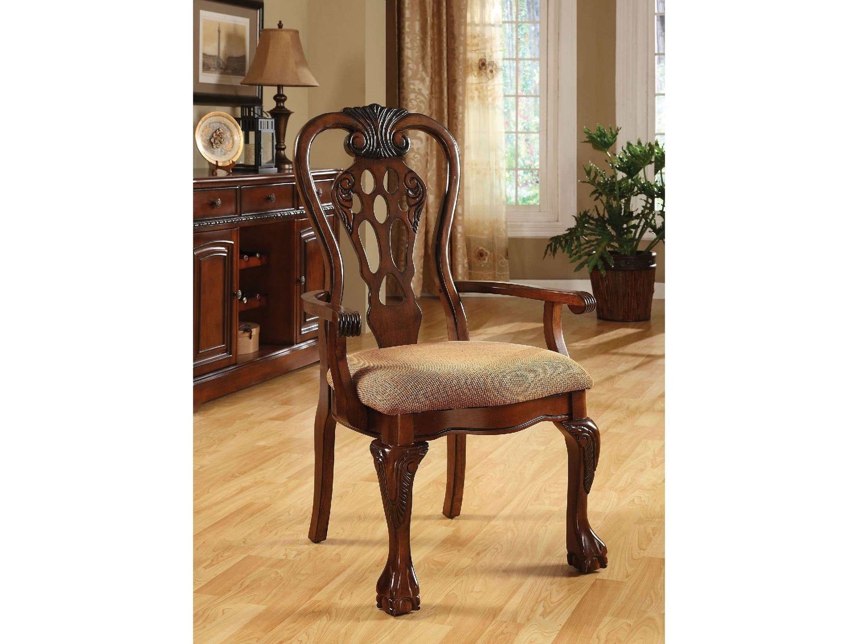 George Town Cherry & Beige Arm Chair (Set of 2) - Ornate Home