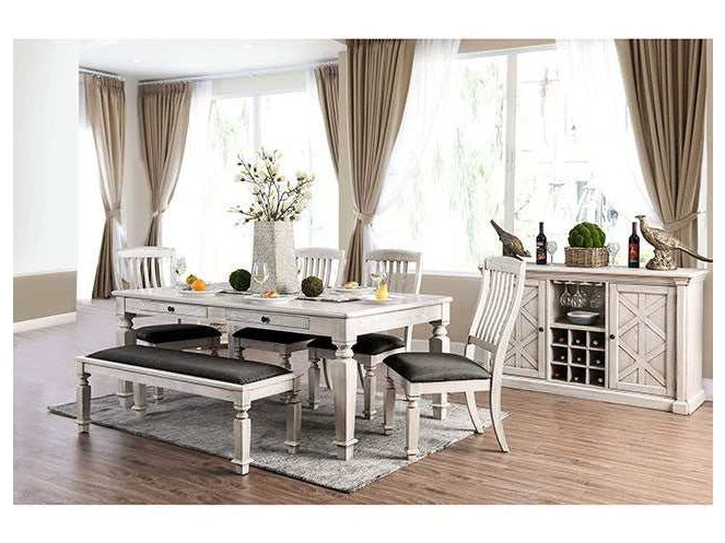 Georgia Antique White/Gray Dining Table - Ornate Home