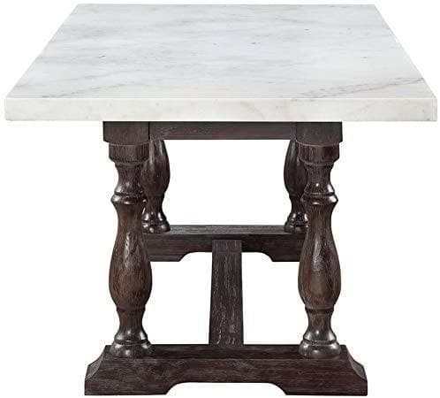 Gerardo White Marble & Weathered Espresso Dining Table - Ornate Home
