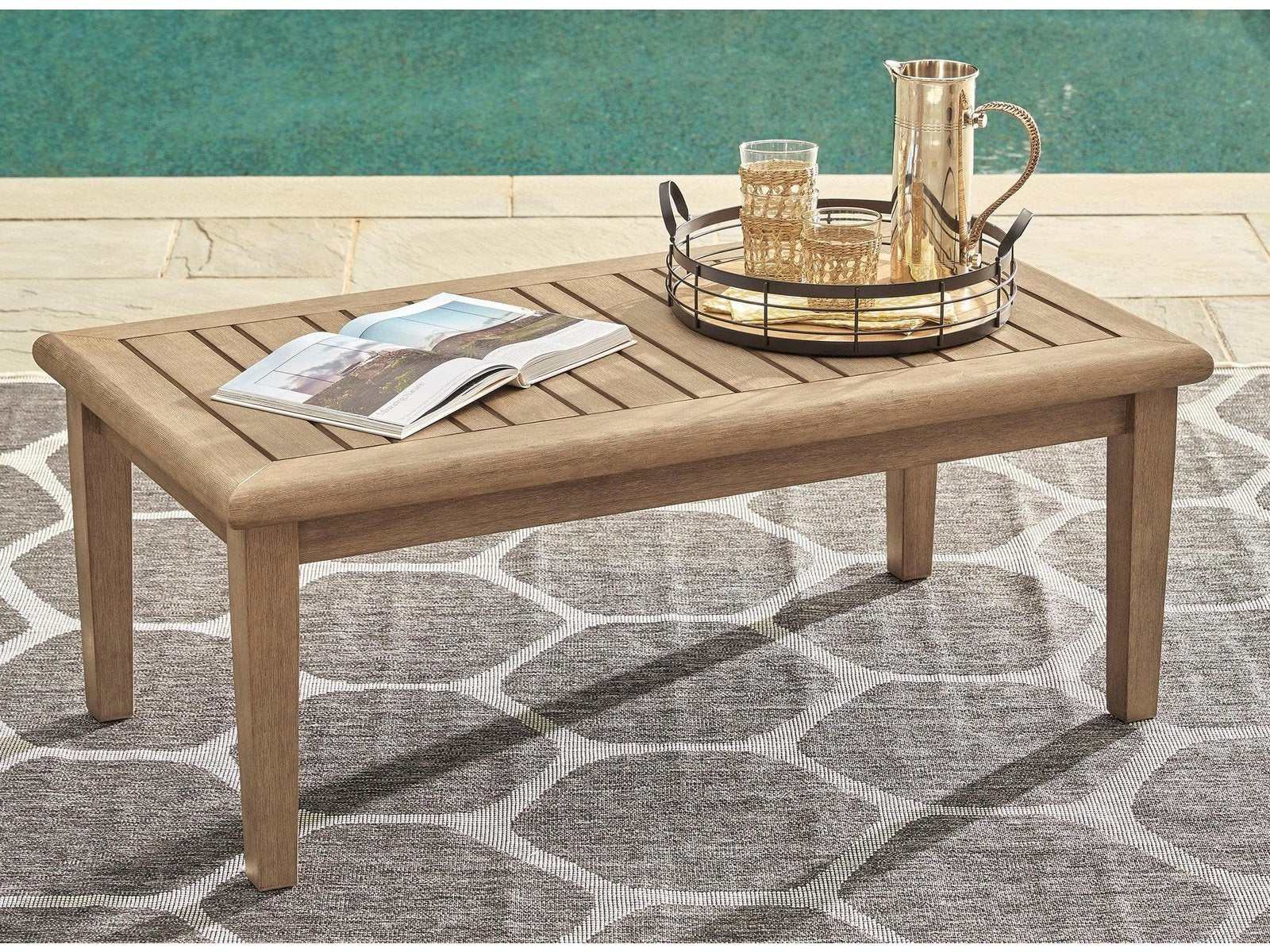Gerianne Grayish Brown Outdoor Coffee Table - Ornate Home