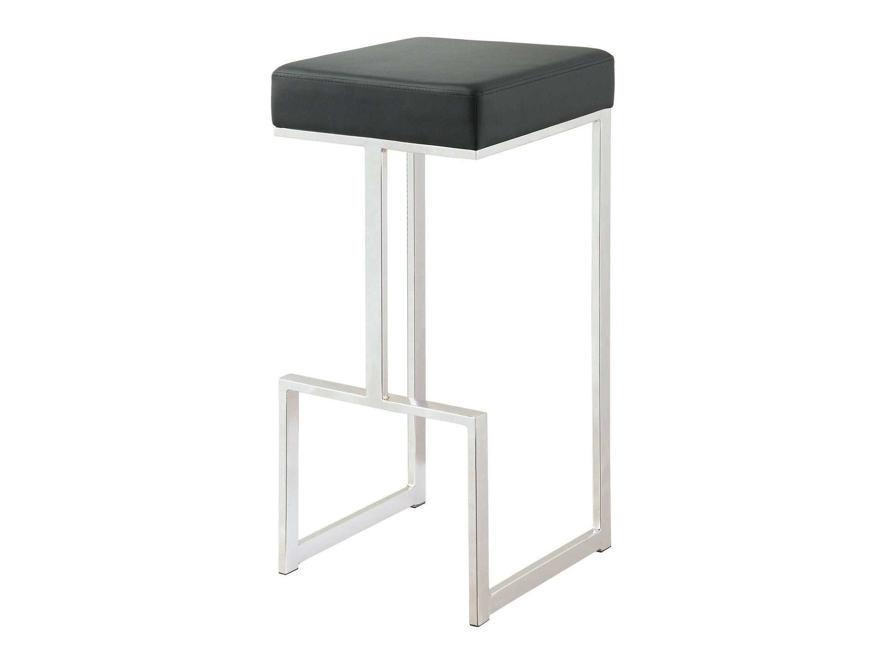 Gervase Black & Chrome Square Bar Stool - Ornate Home